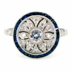 Bague Platine Diamant Saphir