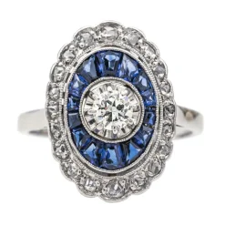 Bague Platine Diamant, Saphir