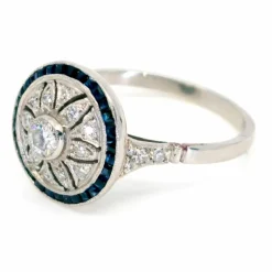 Bague Platine Diamant Saphir