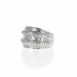 Bague Platine, Diamants Brillants et Baguettes