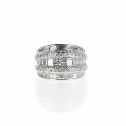 Bague Platine, Diamants Brillants et Baguettes