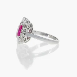 Bague Platine, Diamants et Saphir Rose