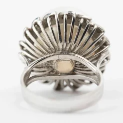 Bague platine, diamants et perles de culture