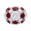 Bague platine, diamants, rubis.