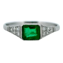 Bague platine Emeraude Diamant et platine