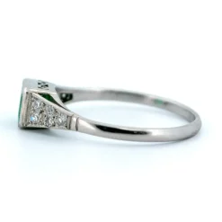 Bague platine Emeraude Diamant et platine