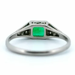 Bague platine Emeraude Diamant et platine