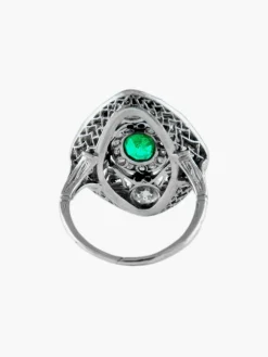 Bague Platine Emeraude et Diamants