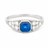 Bague Platine Est-Ouest Diamant Saphir