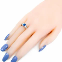 Bague Platine Est-Ouest Diamant Saphir