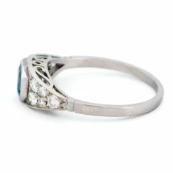 Bague Platine Est-Ouest Diamant Saphir