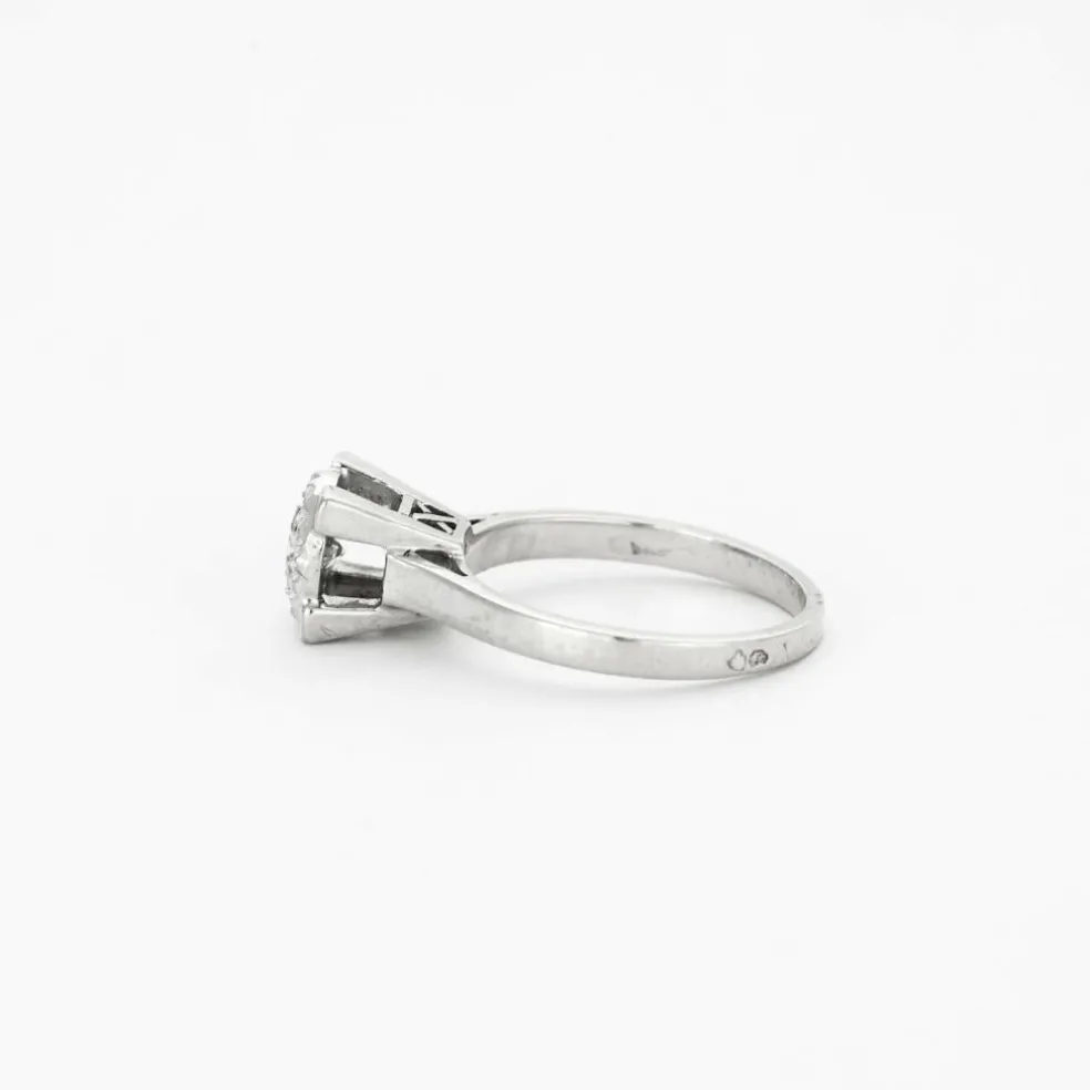 Bague platine et or gris avec diamant