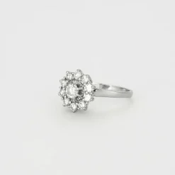 Bague platine et or gris avec diamants