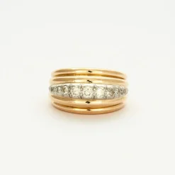 Bague platine et or jaune avec diamants