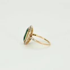 Bague platine et or jaune émeraude et diamants
