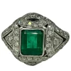Bague platine émeraude diamants