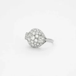 Bague platine pavage diamants Art Déco