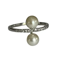 Bague Platine Perles Diamants