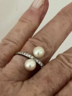 Bague Platine Perles Diamants