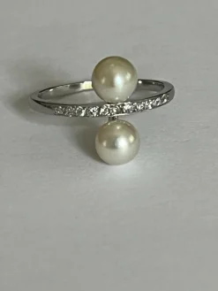 Bague Platine Perles Diamants