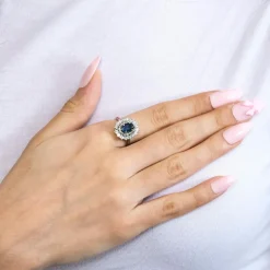 Bague platine, saphir 1.20ct, diamants 1ct