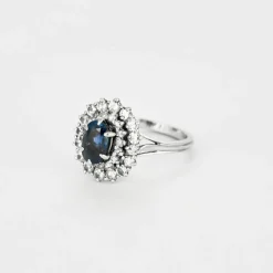 Bague platine, saphir 1.20ct, diamants 1ct