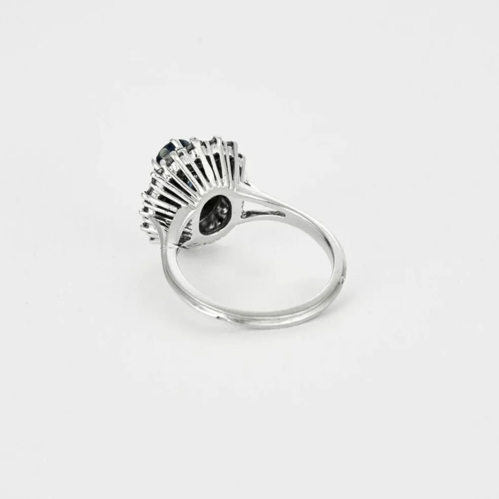 Bague platine, saphir 1.20ct, diamants 1ct