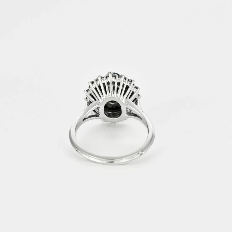 Bague platine, saphir 1.20ct, diamants 1ct