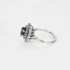 Bague platine, saphir 1.20ct, diamants 1ct