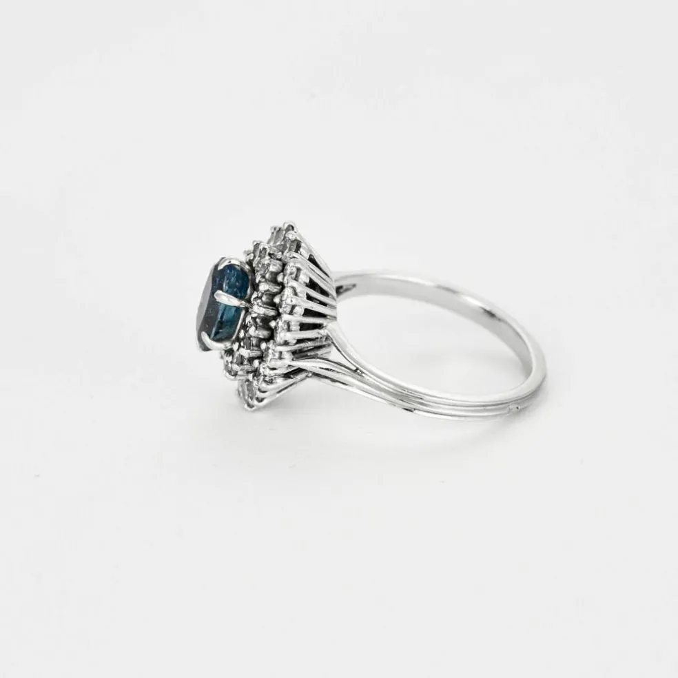 Bague platine, saphir 1.20ct, diamants 1ct