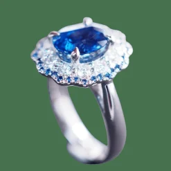 Bague platine saphir diamants
