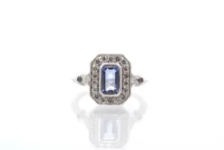 Bague platine saphir diamants