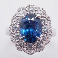 Bague platine saphir diamants