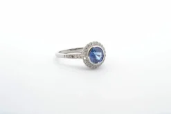 Bague Platine Saphir rond Diamants