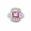 Bague Platine Saphir rose Diamants