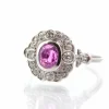 Bague Platine Saphir rose Diamants