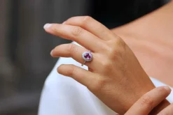 Bague Platine Saphir rose Diamants