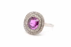 Bague Platine Saphir rose Diamants