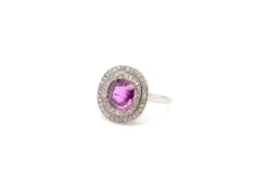 Bague Platine Saphir rose Diamants