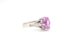 Bague Platine Saphir rose ovale Diamants