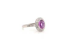 Bague Platine Saphir rose Diamants