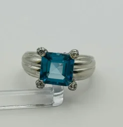 Bague platine topaze