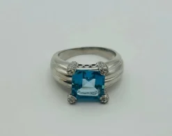 Bague platine topaze