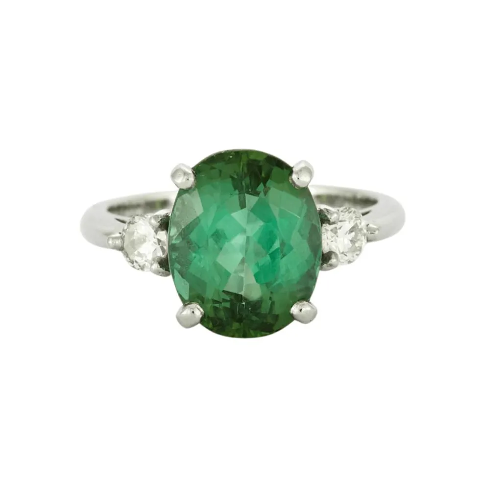 Bague Platine Tourmaline bleue-verte 4,15 carats