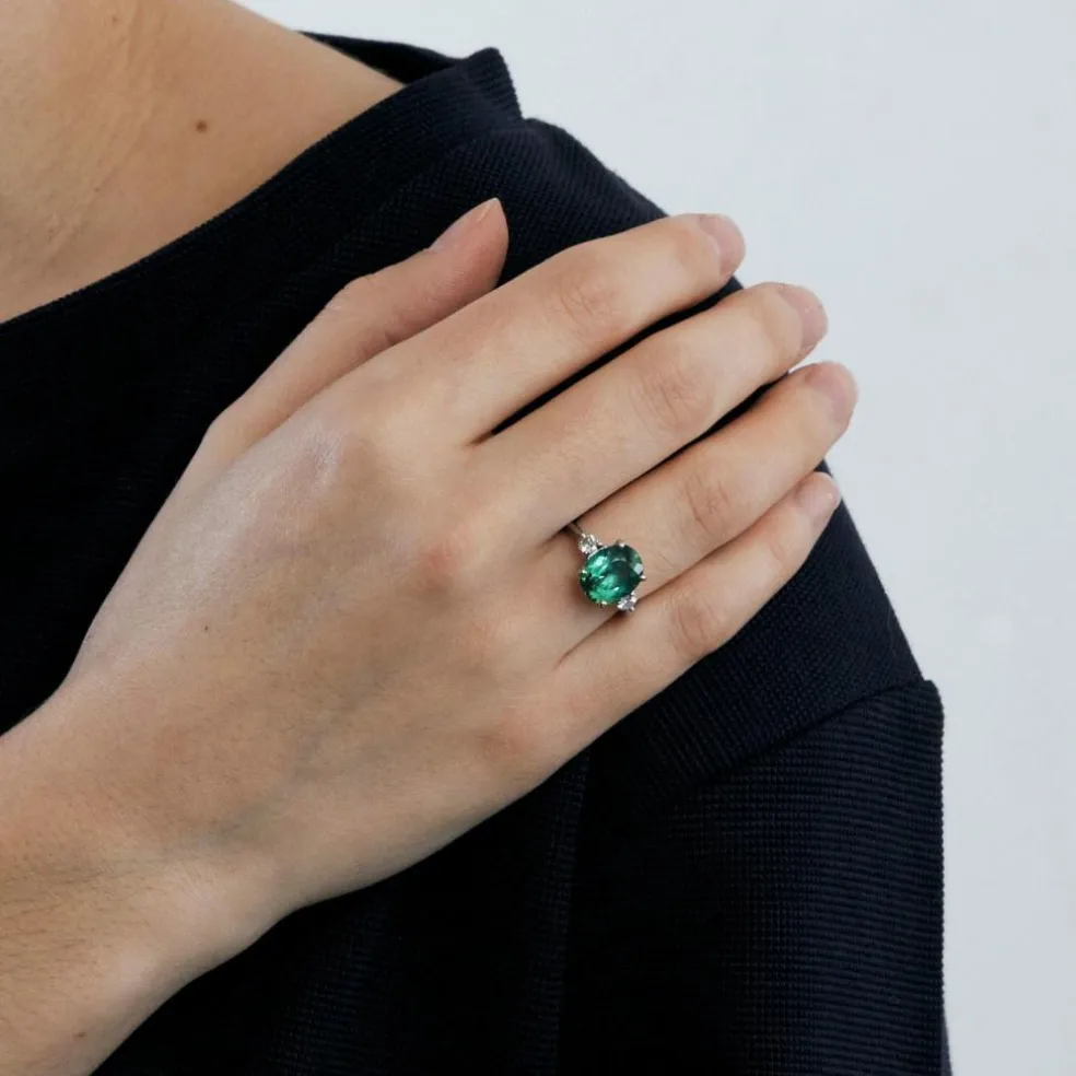 Bague Platine Tourmaline bleue-verte 4,15 carats