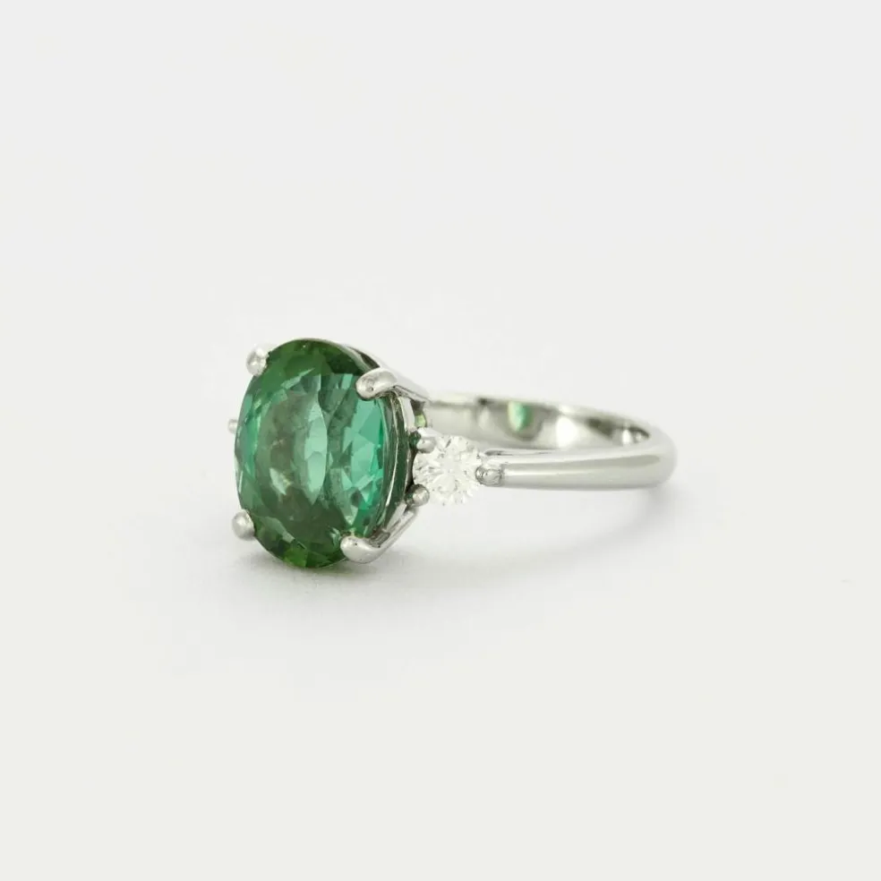Bague Platine Tourmaline bleue-verte 4,15 carats