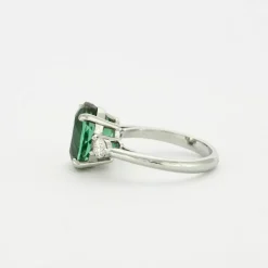 Bague Platine Tourmaline bleue-verte 4,15 carats