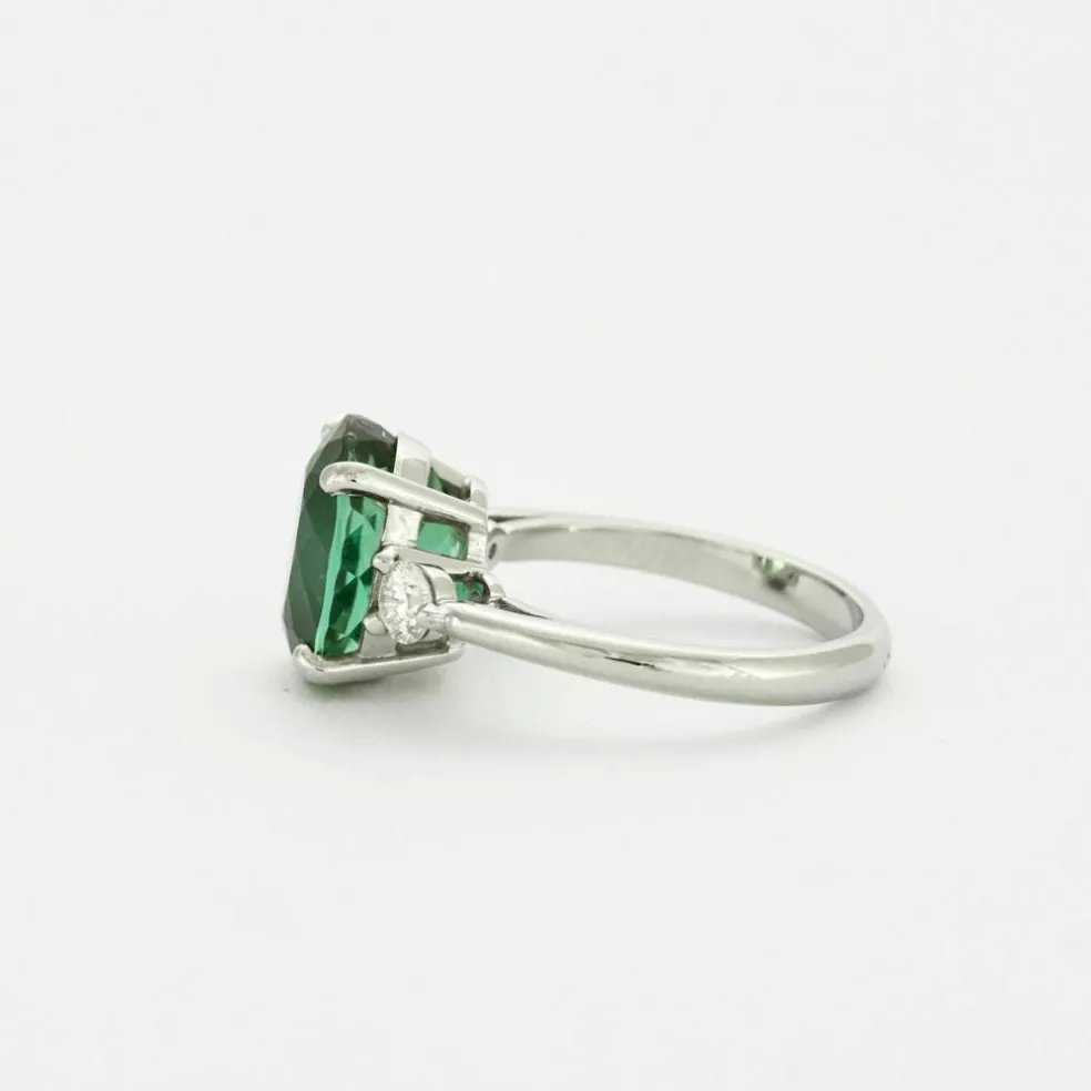 Bague Platine Tourmaline bleue-verte 4,15 carats
