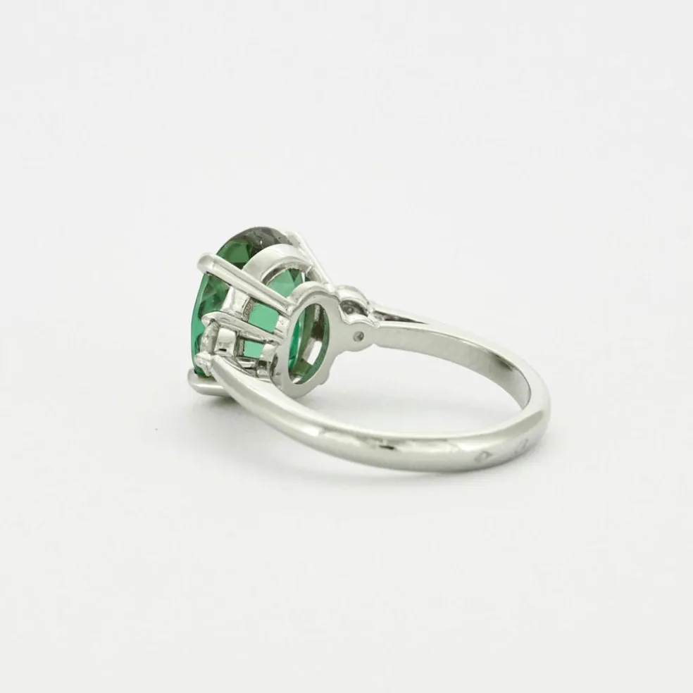Bague Platine Tourmaline bleue-verte 4,15 carats