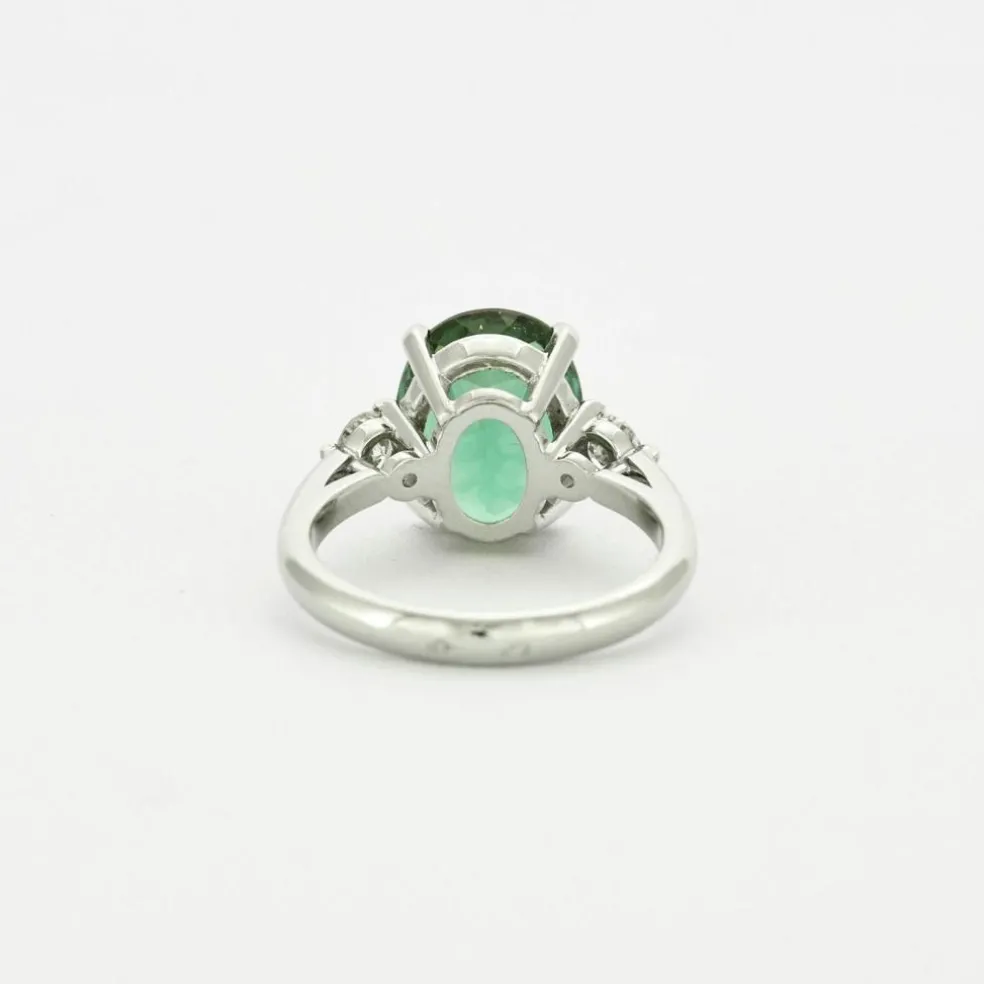 Bague Platine Tourmaline bleue-verte 4,15 carats